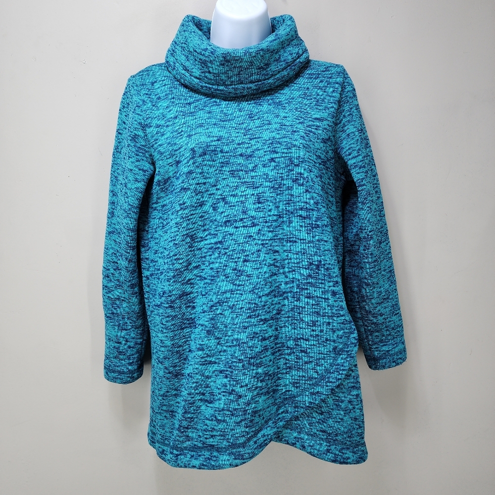 Lands' End Sweater Fleece Tunic Cowl Neck Pullover